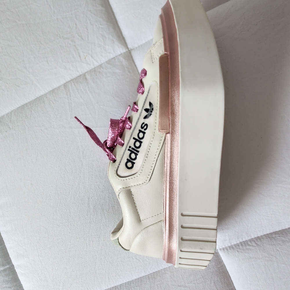 Adidas Women's White and Pink Platform Sneakers